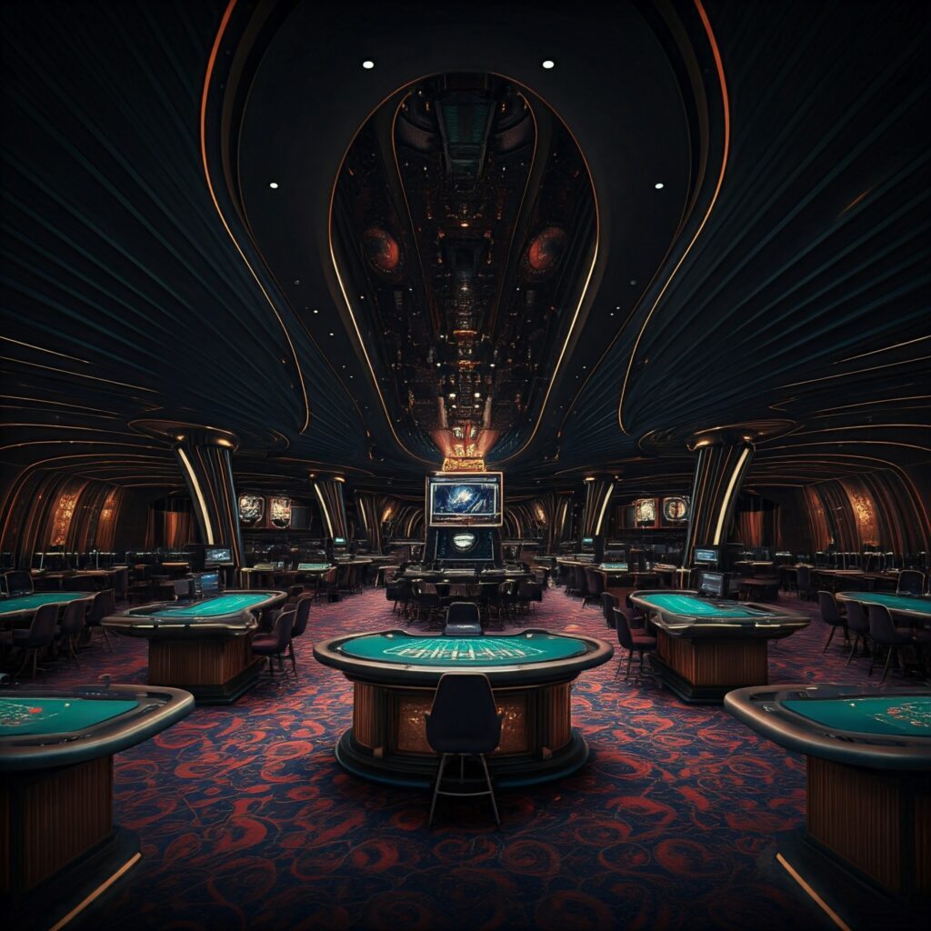 A spacious casino with an artificial intelligence-powered design.